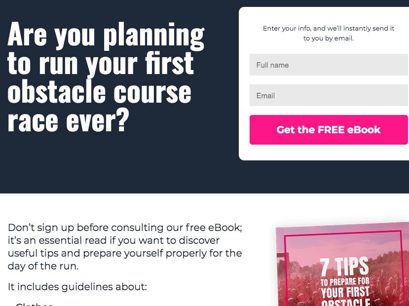 ebook facebook landing page