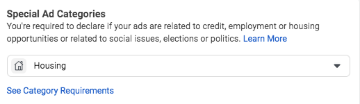 facebook ads category