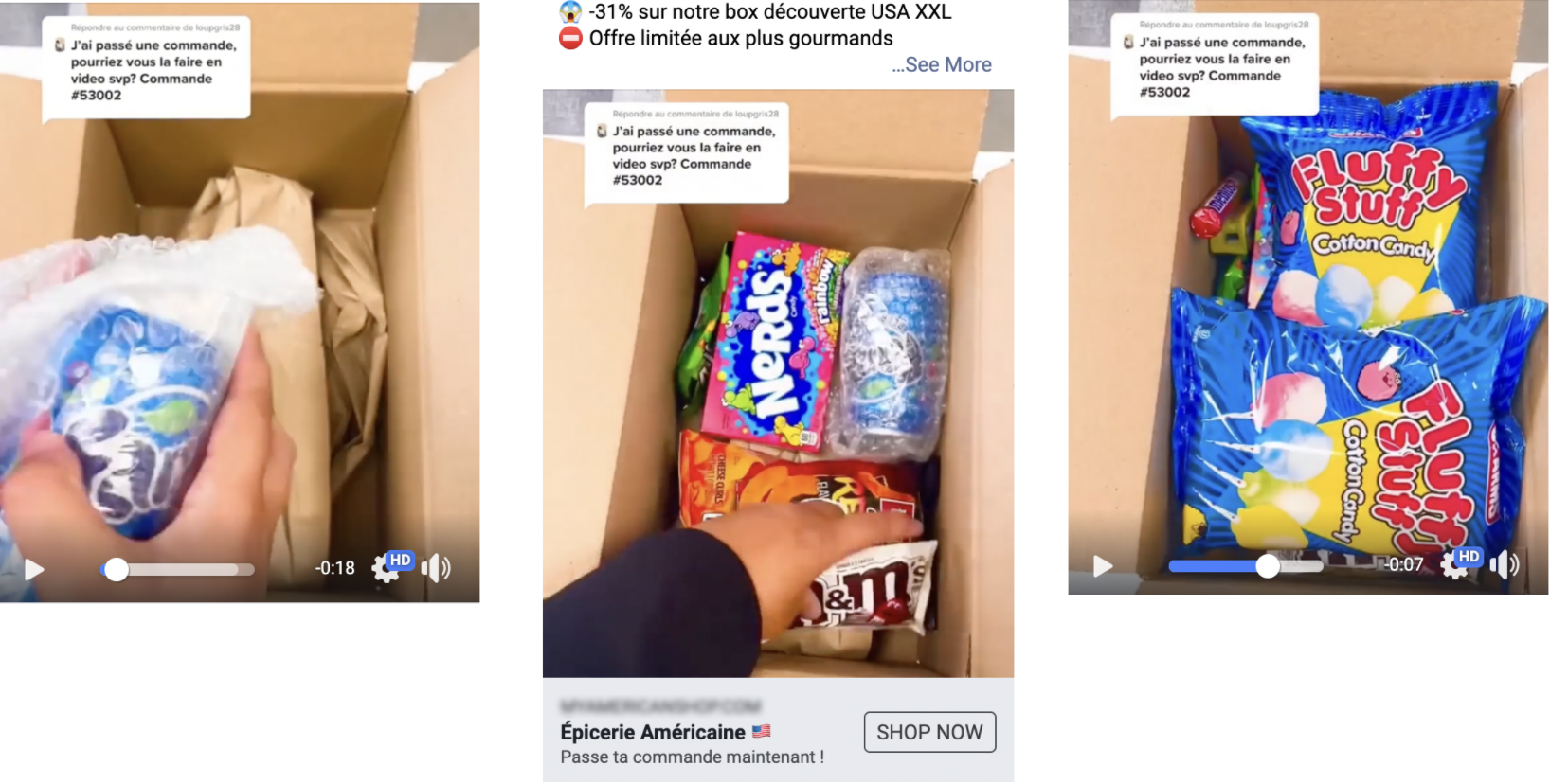 Unboxing publicite facebook