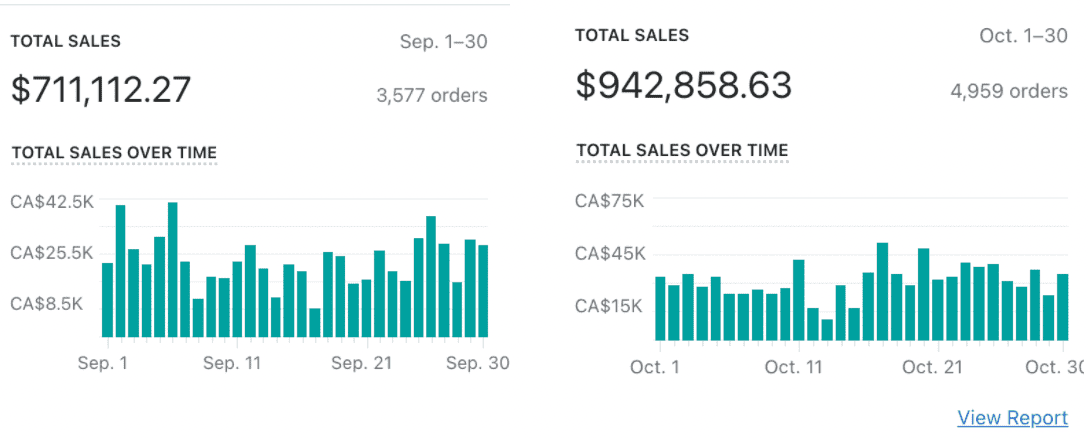 shopify report sales