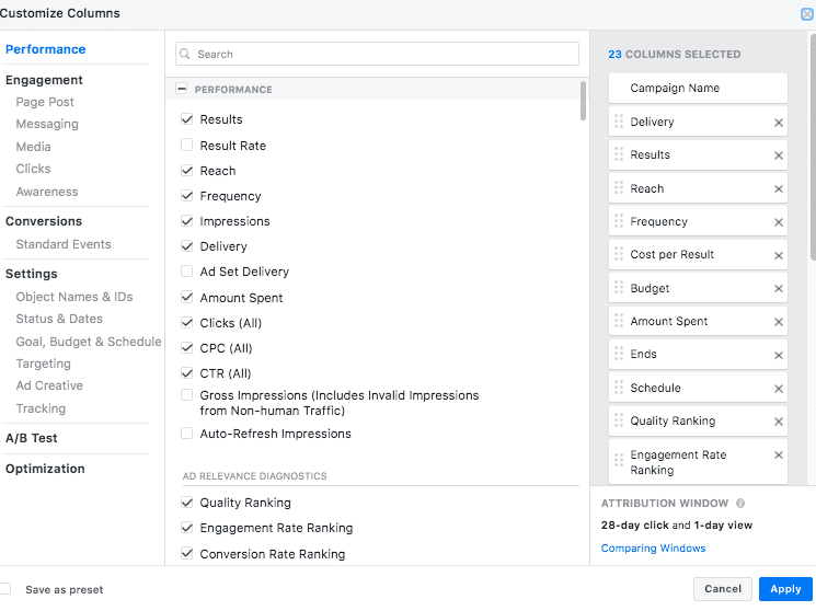 facebook ads kpi