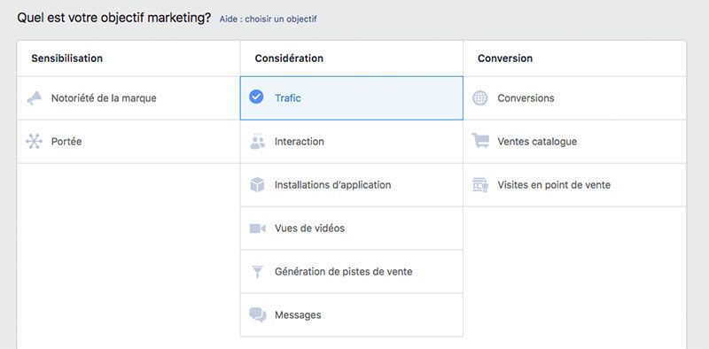 campagne facebook trafic
