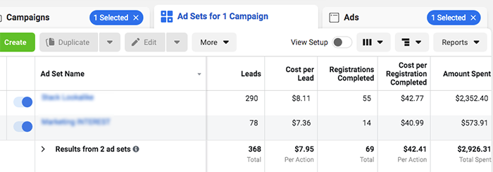 results facebook ads manager