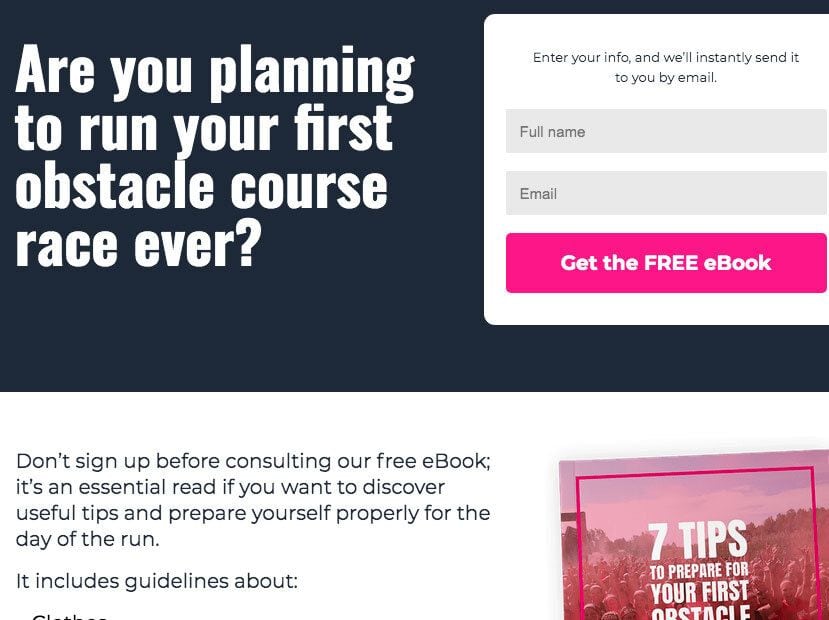 ebook facebook landing page