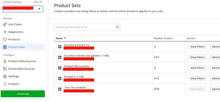 Facebook DPA catalog