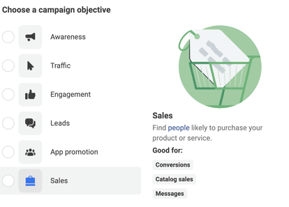 objectif de campagne facebook